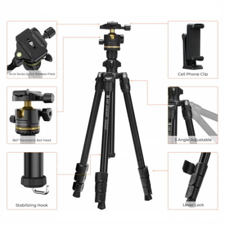 K&F Concept KF4524 - zestaw fotograficzny, statyw K234A3 Alu + głowica kulowa BH-36